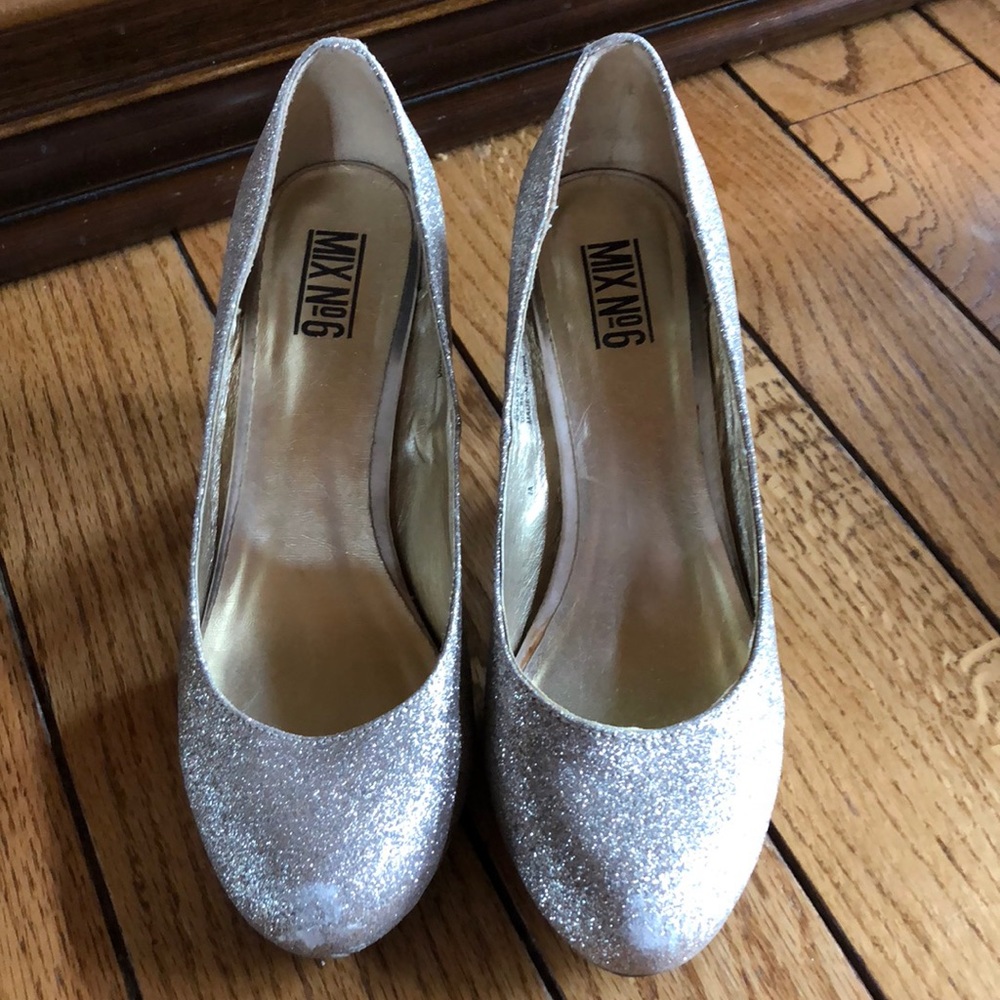 Gold sparkly heels